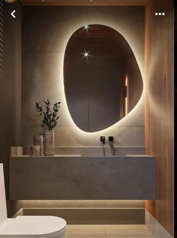 Glass Yellow Backlight LED Mirror, Touch Sensor