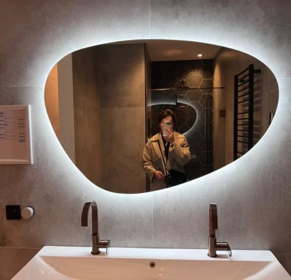 Glass Yellow Backlight LED Mirror, Touch Sensor - Image 3