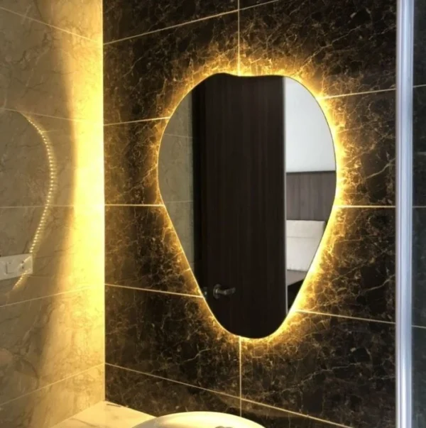 Glass Yellow Backlight LED Mirror, Touch Sensor - Image 2