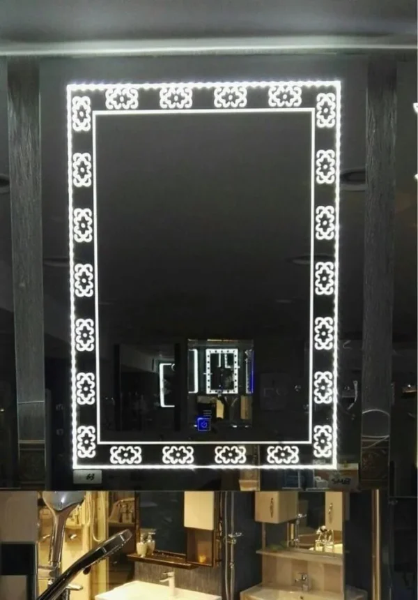 Rectangular White 5mm LED Glass Mirror, Anti fogging