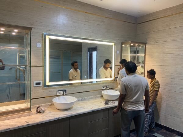Silver Crystal Bluetooth LED Mirror, For Bathroom - Image 4